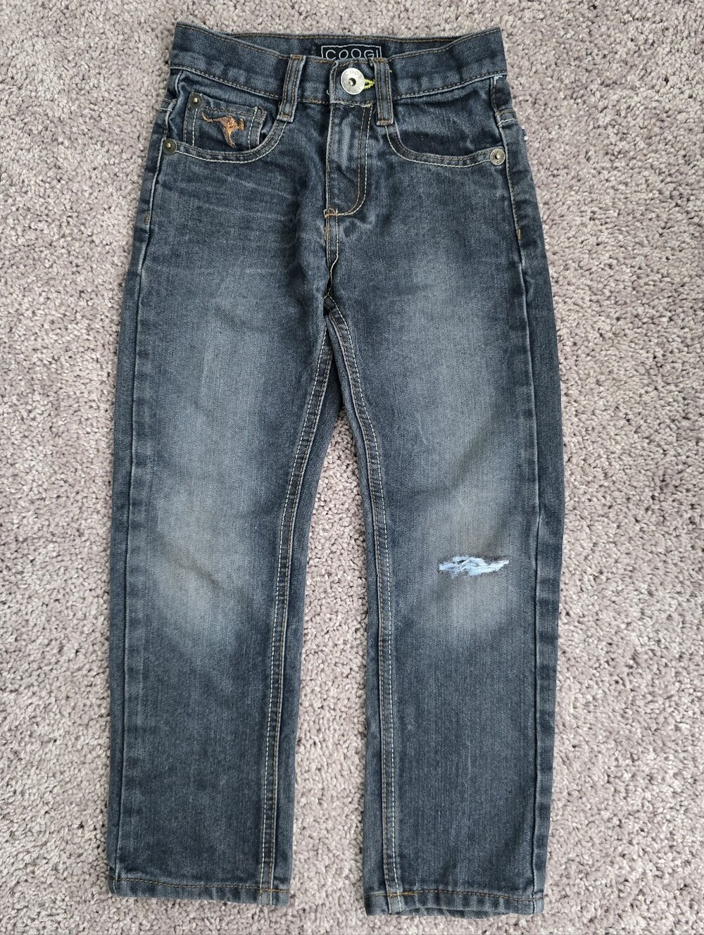 COOGI Straight Leg Jeans Boys Denim Embroidered Logo Hip Hop Y2K Baggy 5 Blue